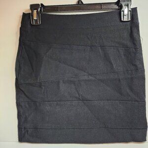 Poof Black Paneled Bandage Bodycon Tulip Hem Mini Skirt